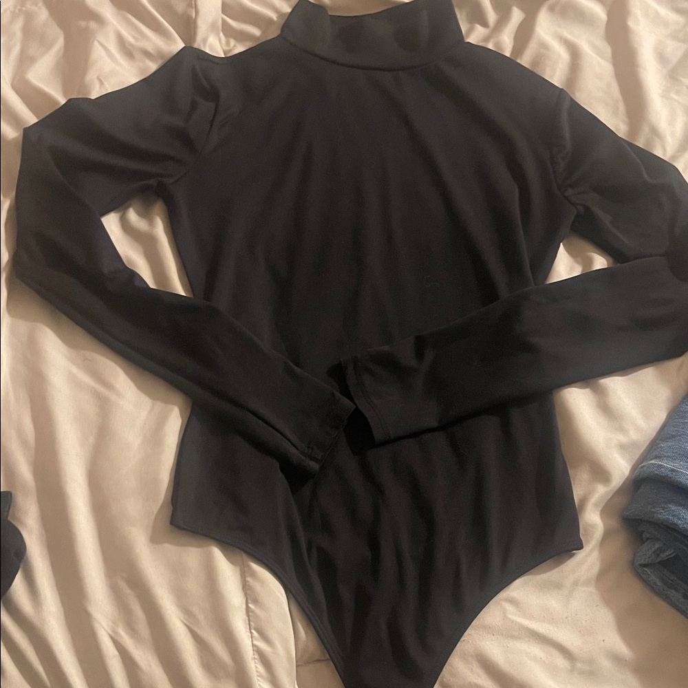 Nine West Black Long Sleeve Turtleneck Bodysuit